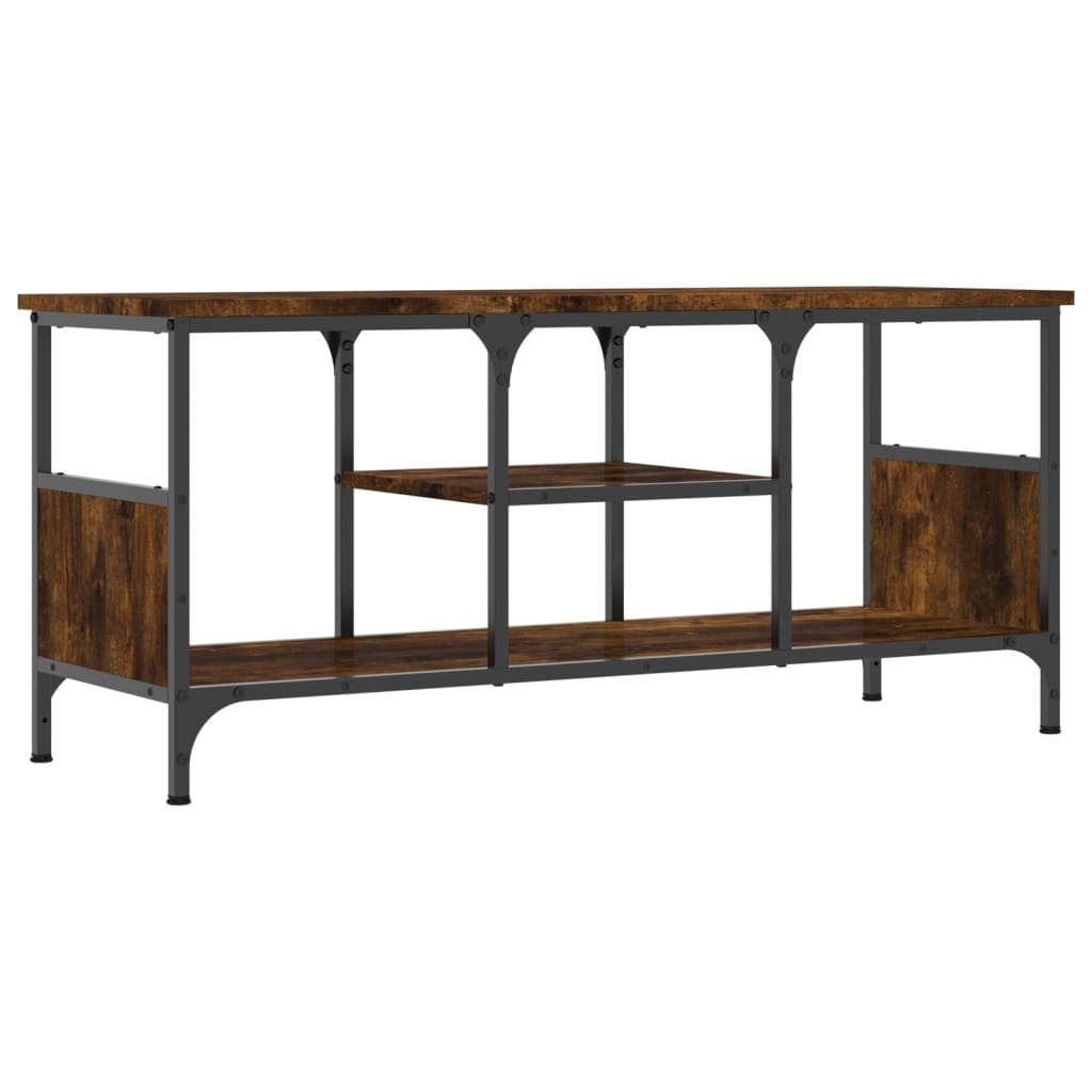 Mobile TV Rovere Fumo 100x35x45 cm in Legno Multistrato e Ferro