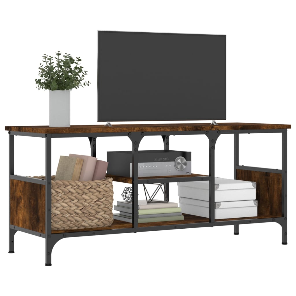 Mobile TV Rovere Fumo 100x35x45 cm in Legno Multistrato e Ferro