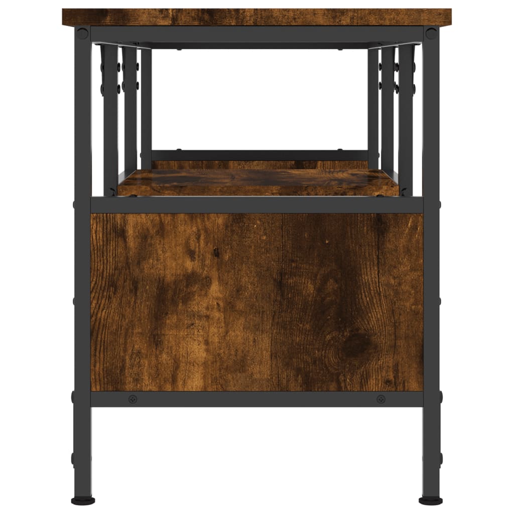 Mobile TV Rovere Fumo 100x35x45 cm in Legno Multistrato e Ferro