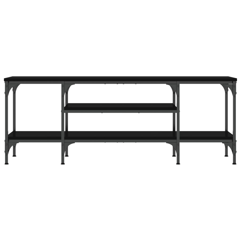 Mobile Porta TV Nero 121x35x45 cm in Legno Multistrato e Ferro