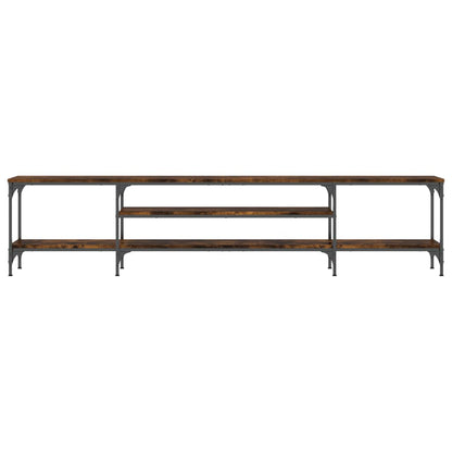 Mobile TV Rovere Fumo 201x35x45 cm in Legno Multistrato e Ferro