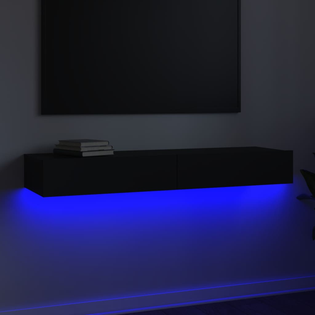 Mobile Porta TV con Luci LED Nero 120x35x15,5 cm
