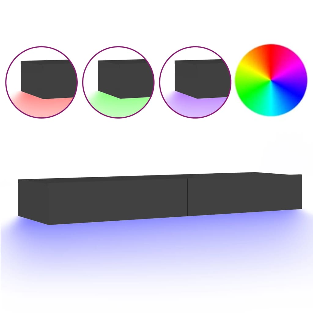 Mobile Porta TV con Luci LED Grigio 120x35x15,5 cm