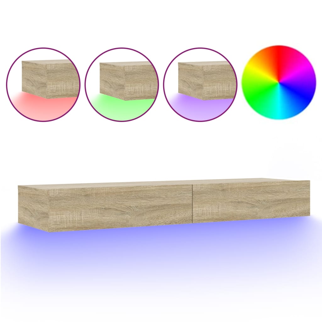 Mobile Porta TV con Luci LED Rovere Sonoma 120x35x15,5 cm