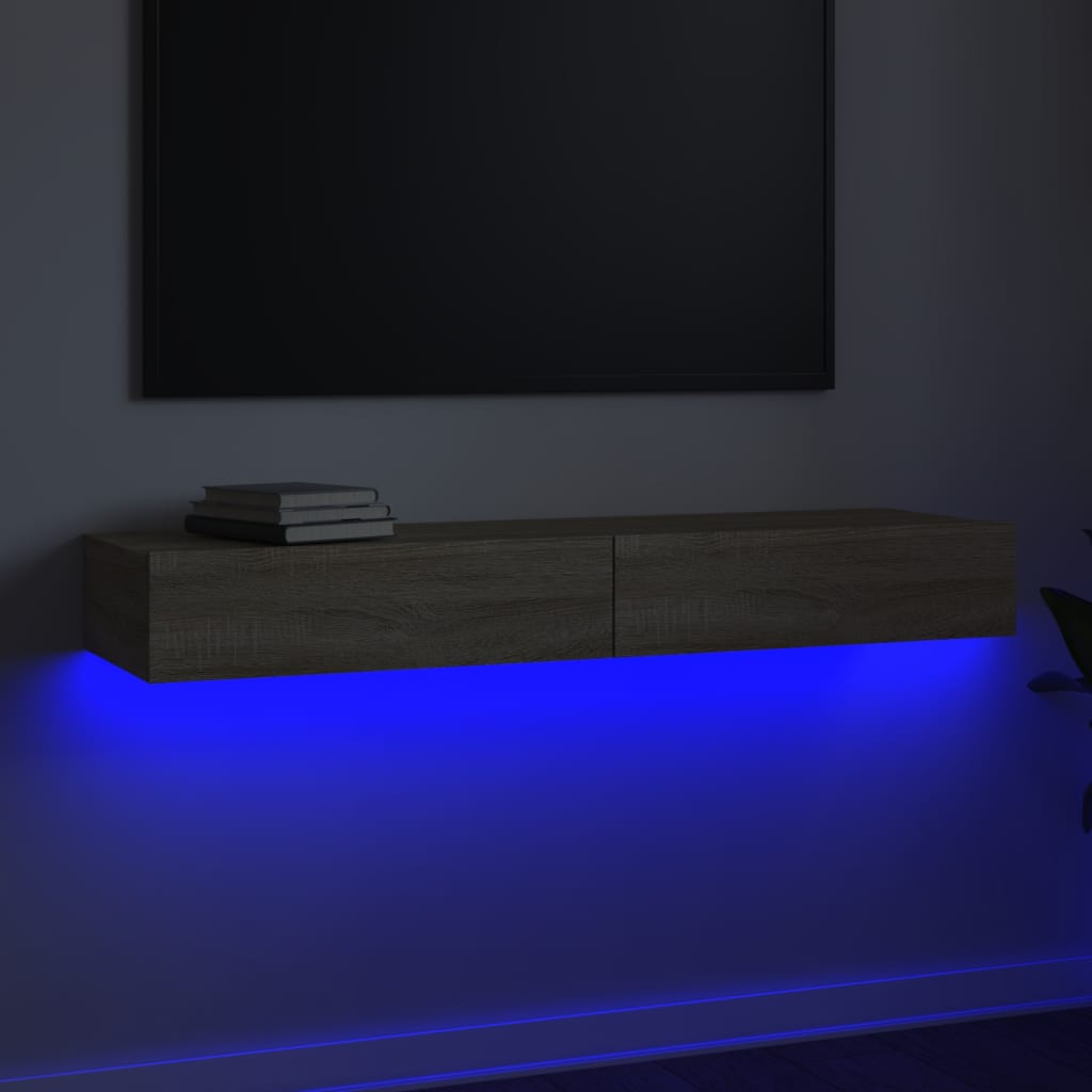 Mobile Porta TV con Luci LED Rovere Sonoma 120x35x15,5 cm