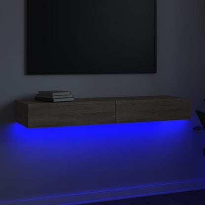 Mobile Porta TV con Luci LED Rovere Sonoma 120x35x15,5 cm