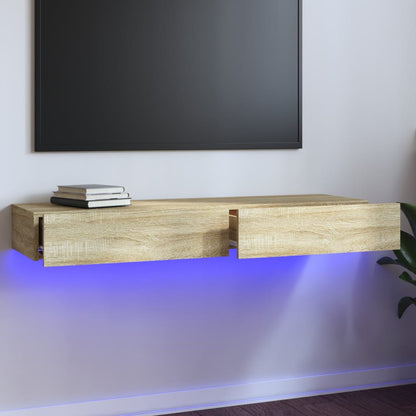 Mobile Porta TV con Luci LED Rovere Sonoma 120x35x15,5 cm