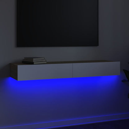 Mobile TV con Luci LED Bianco e Rovere Sonoma 120x35x15,5 cm
