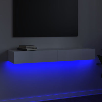 Mobile Porta TV con Luci LED Bianco Lucido 120x35x15,5 cm