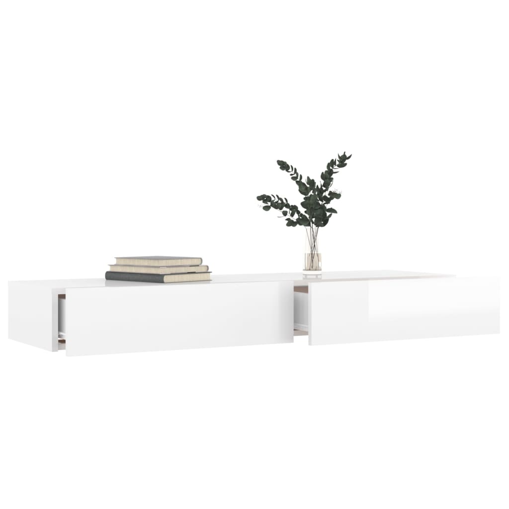 Mobile Porta TV con Luci LED Bianco Lucido 120x35x15,5 cm