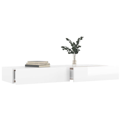 Mobile Porta TV con Luci LED Bianco Lucido 120x35x15,5 cm