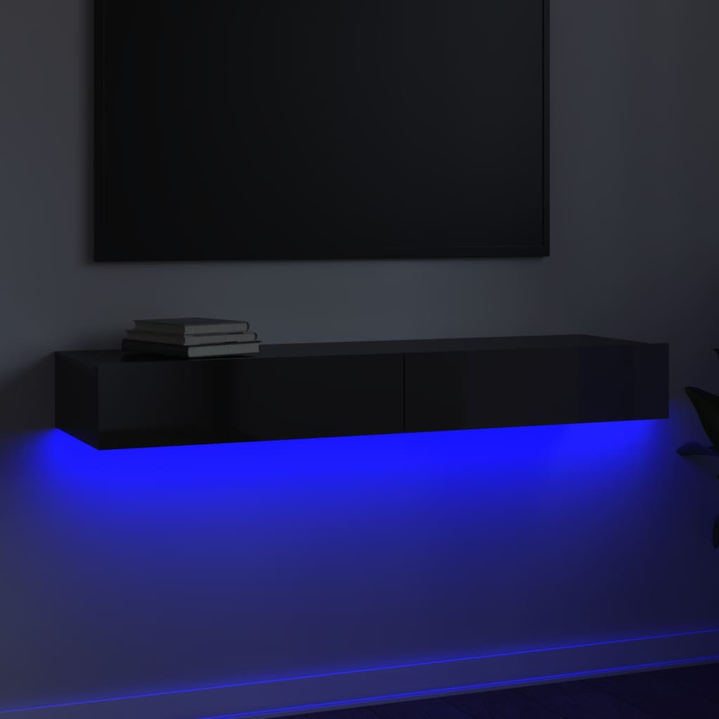Mobile Porta TV con Luci LED Nero Lucido 120x35x15,5 cm