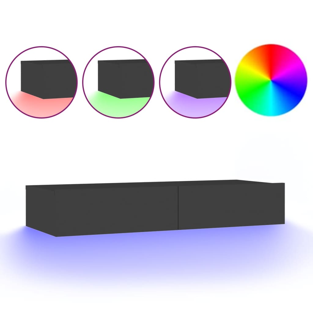Mobile Porta TV con Luci LED Grigio 90x35x15,5 cm