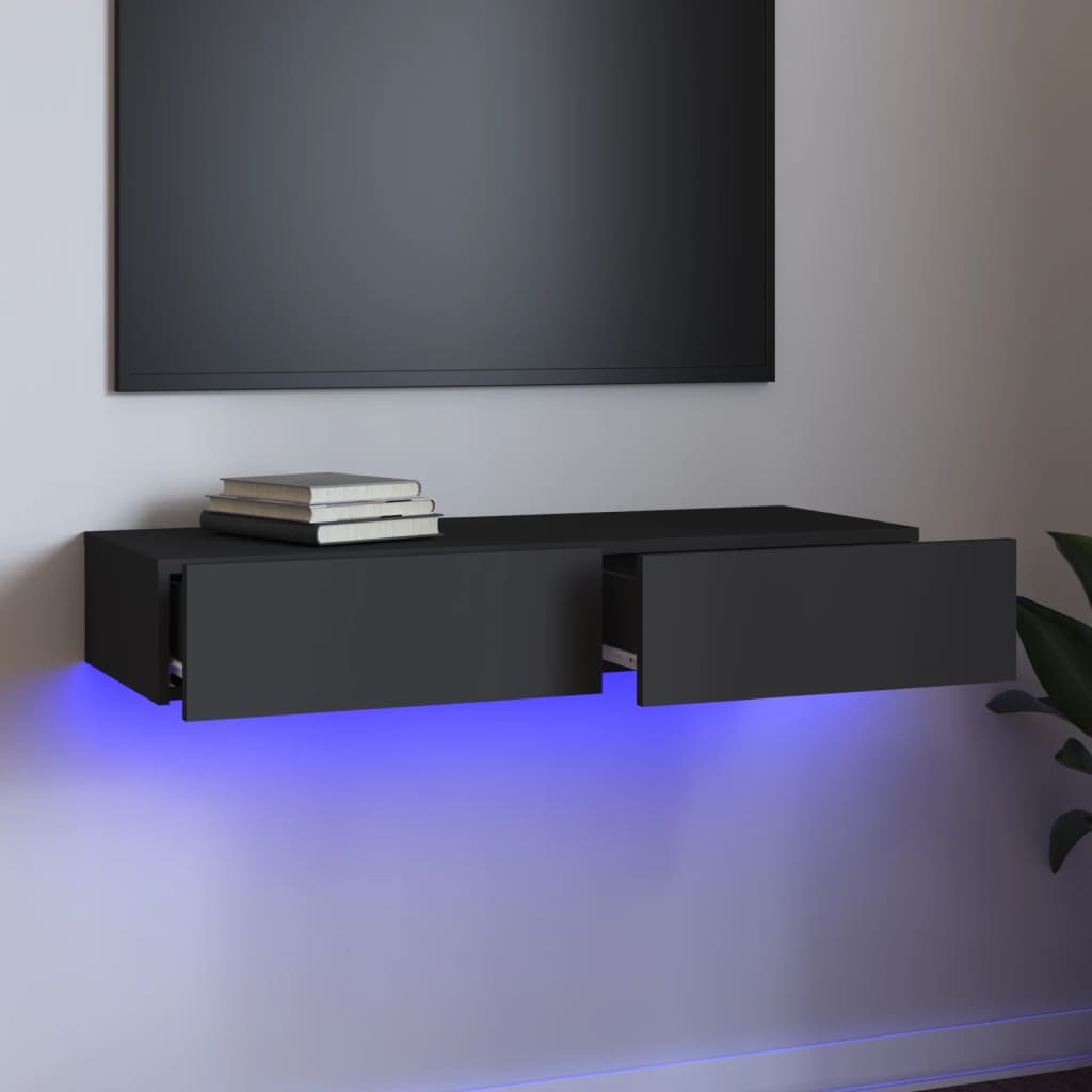 Mobile Porta TV con Luci LED Grigio 90x35x15,5 cm