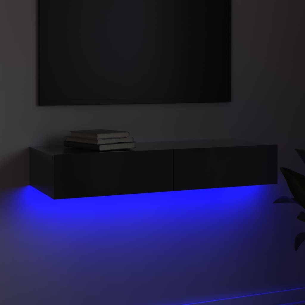 Mobile Porta TV con Luci LED Grigio Lucido 90x35x15,5 cm