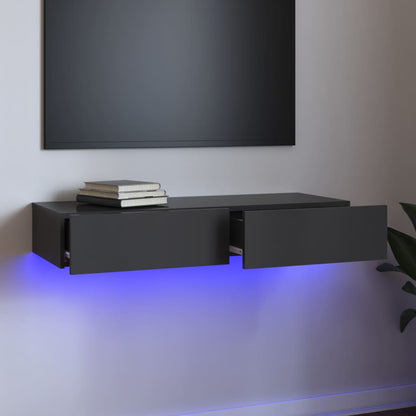 Mobile Porta TV con Luci LED Grigio Lucido 90x35x15,5 cm