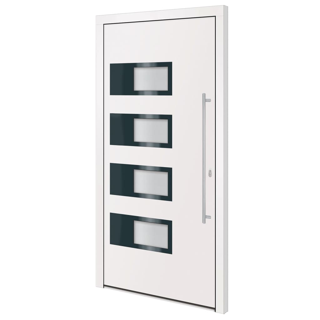 Porta Ingresso Bianca 100x200 cm in Alluminio e PVC