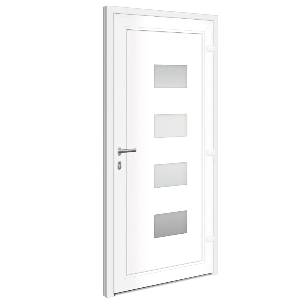 Porta Ingresso Bianca 100x210 cm in Alluminio e PVC