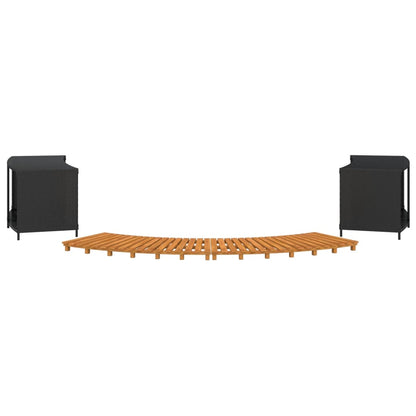 Bordo per Spa Nero in Polyrattan e Legno Massello di Acacia
