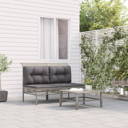 Divani Centrali da Giardino con Cuscini 2pz Polyrattan Grigio