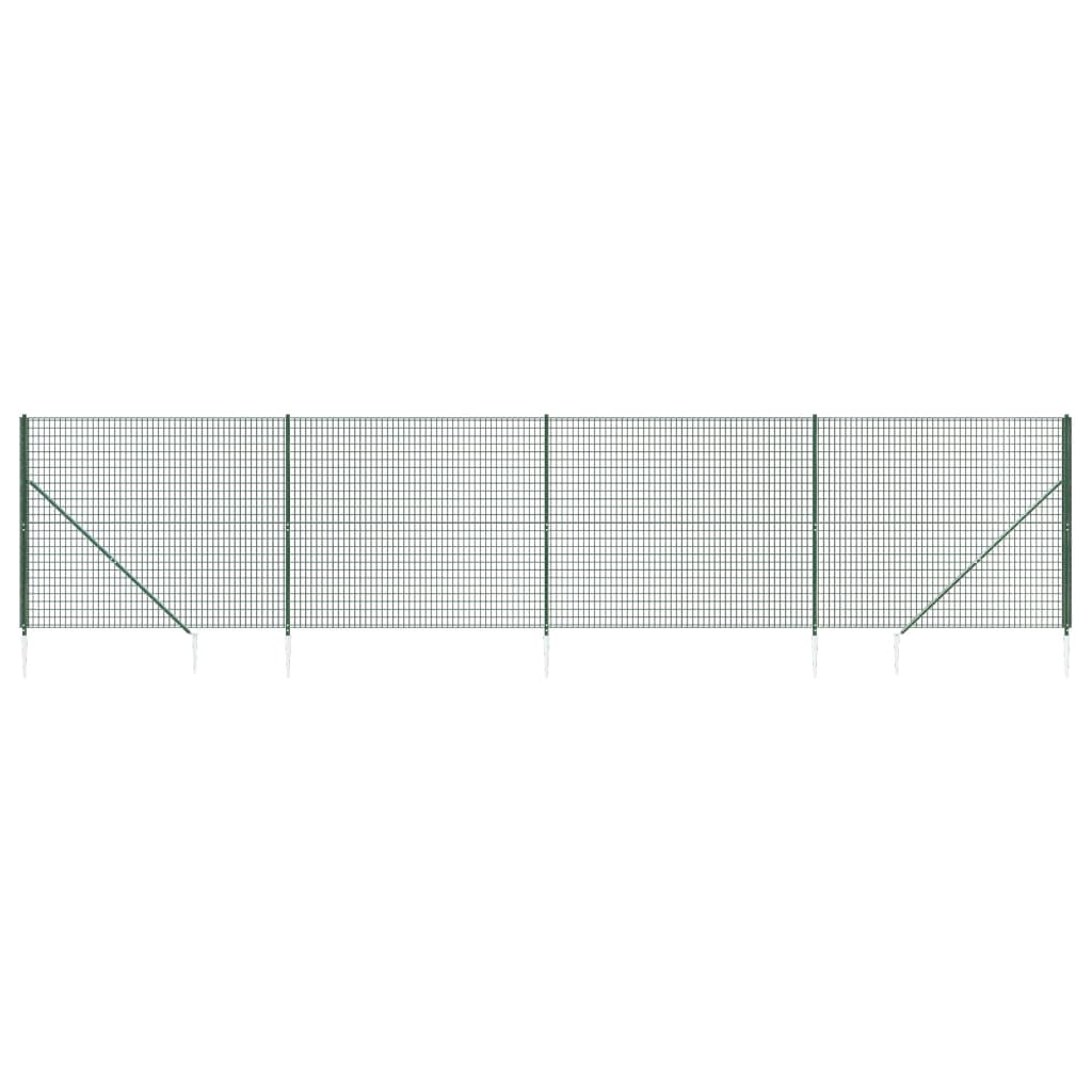 Recinzione Metallica con Picchetti Ancoraggio Verde 1,6x10 m