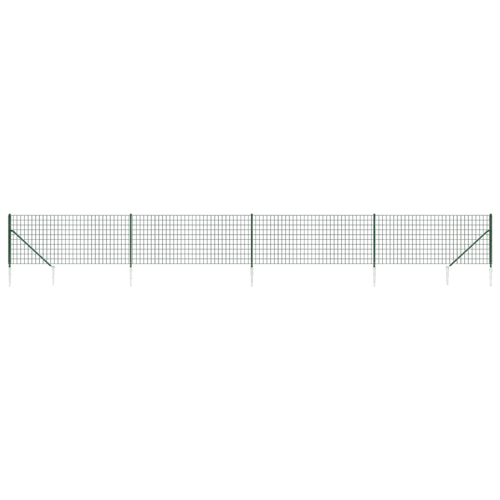 Recinzione Metallica con Picchetti Ancoraggio Verde 1,1x10 m