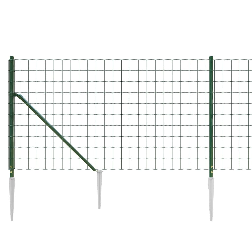 Recinzione Metallica con Picchetti Ancoraggio Verde 1,1x10 m