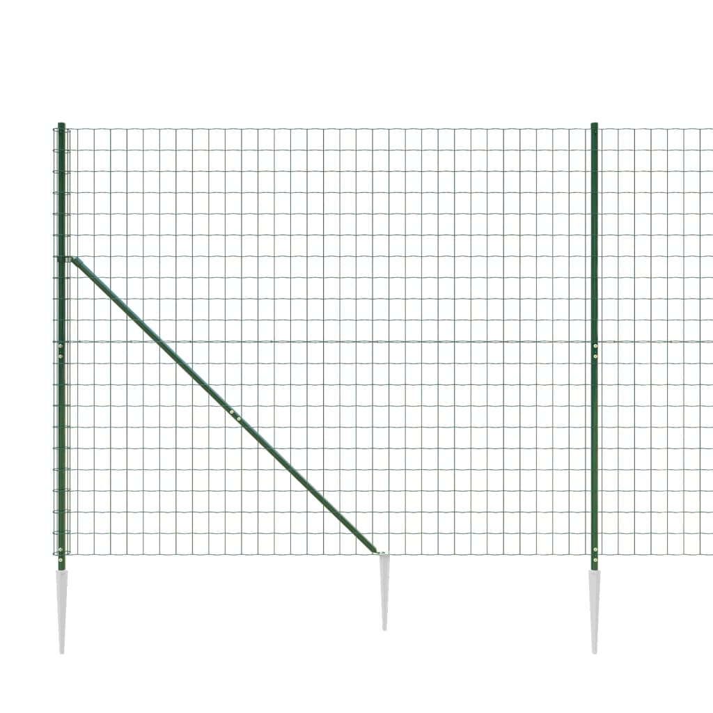Recinzione Metallica con Picchetti Ancoraggio Verde 1,4x25 m