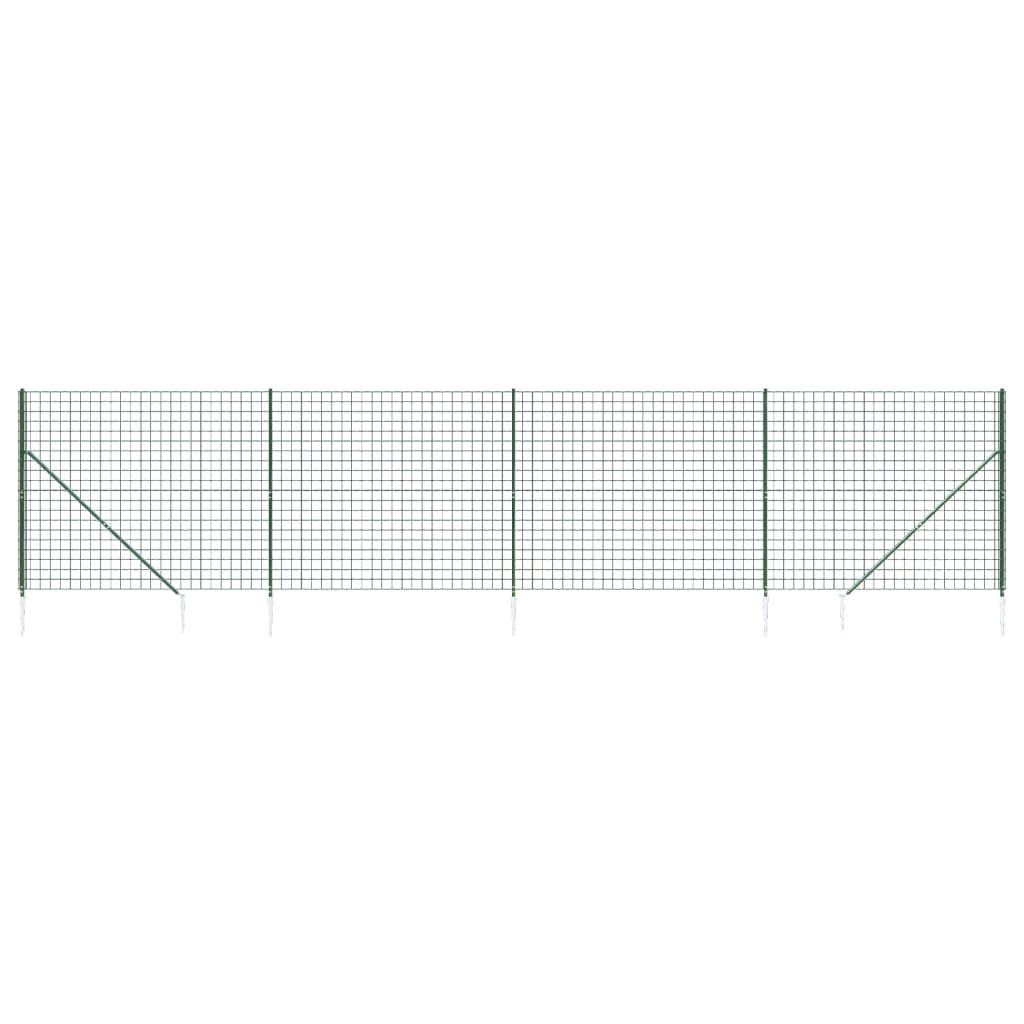 Recinzione Metallica con Picchetti Ancoraggio Verde 1,6x10 m