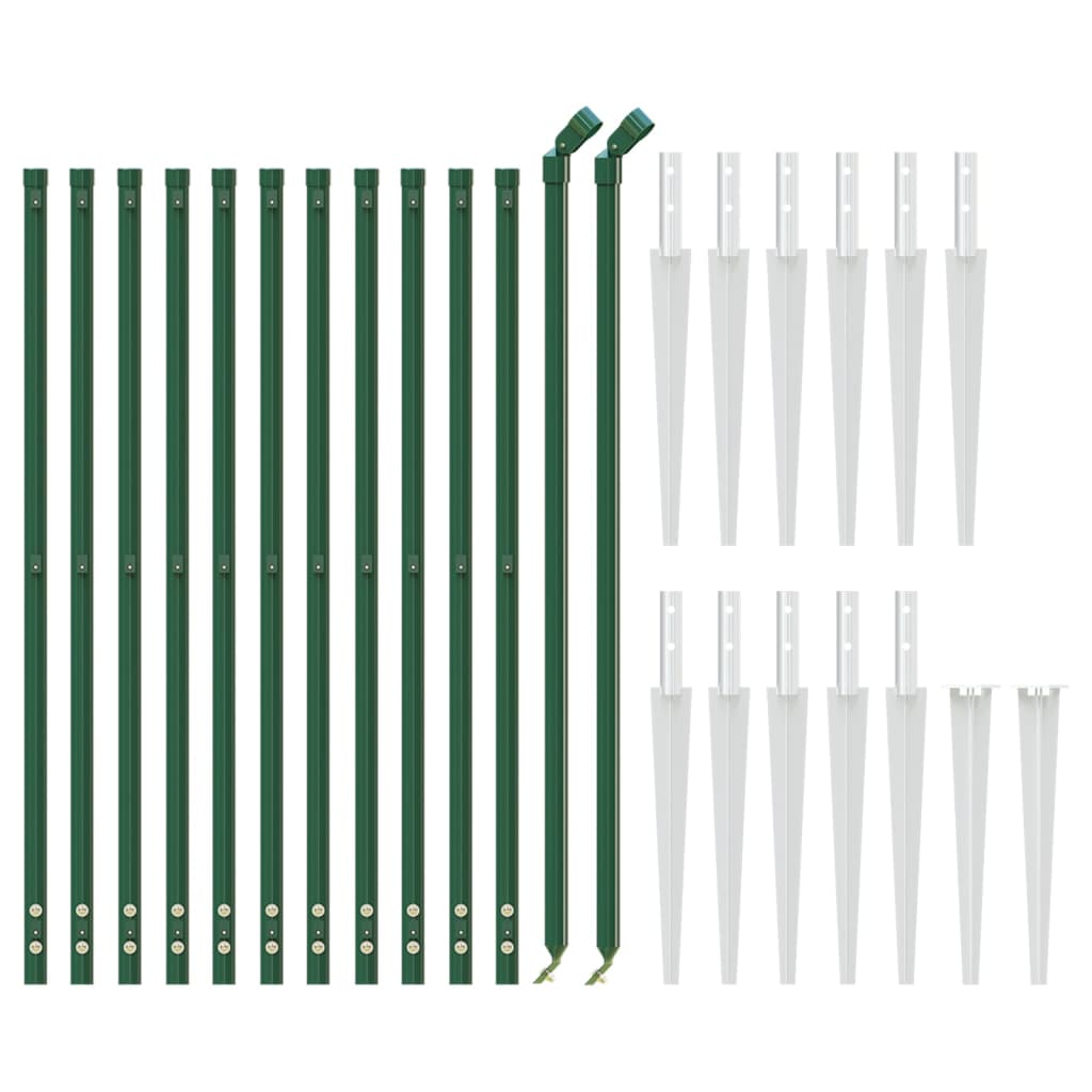 Recinzione Metallica con Picchetti Ancoraggio Verde 1,1x25 m