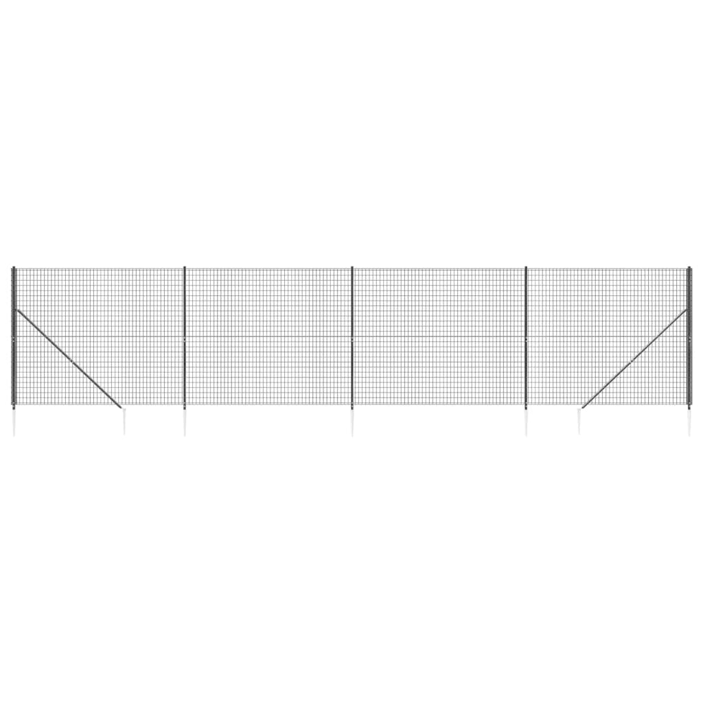 Recinzione Metallica con Picchetti Ancoraggio Antracite 1,4x10m
