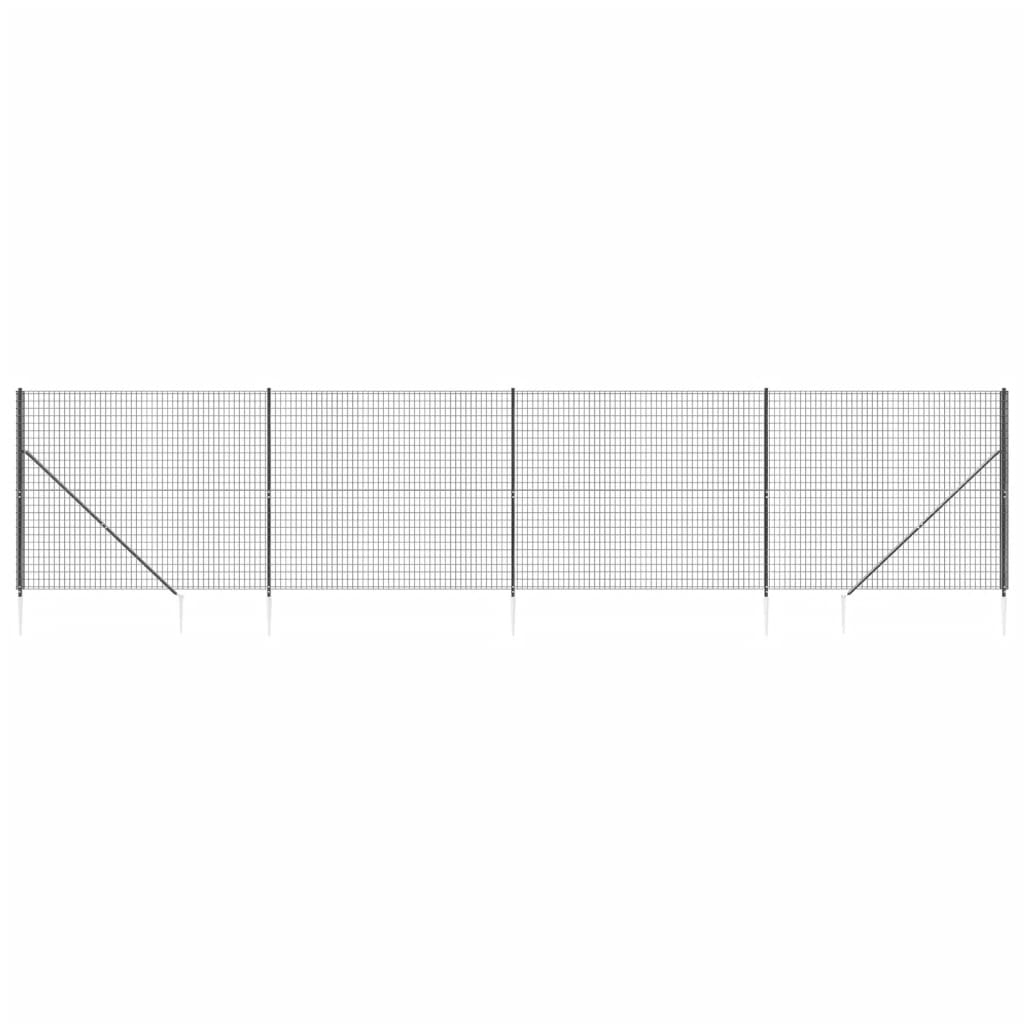 Recinzione Metallica con Picchetti Ancoraggio Antracite 1,6x10m