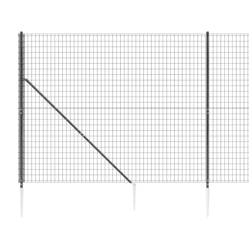 Recinzione Metallica con Picchetti Ancoraggio Antracite 1,6x10m