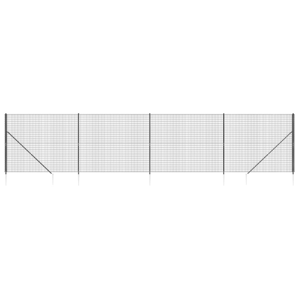 Recinzione Metallica con Picchetti Ancoraggio Antracite 1,8x10m