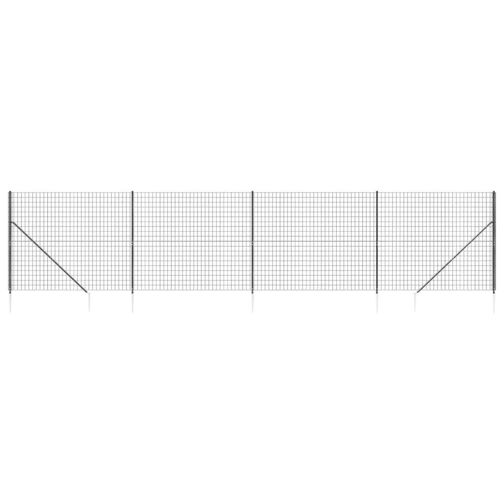 Recinzione Metallica con Picchetti Ancoraggio Antracite 1,6x10m