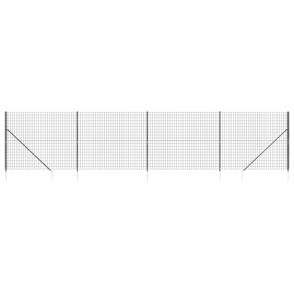 Recinzione Metallica con Picchetti Ancoraggio Antracite 1,8x10m