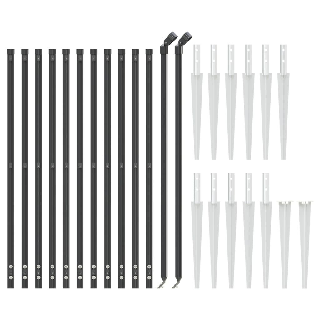 Recinzione Metallica con Picchetti Ancoraggio Antracite 1,1x25m