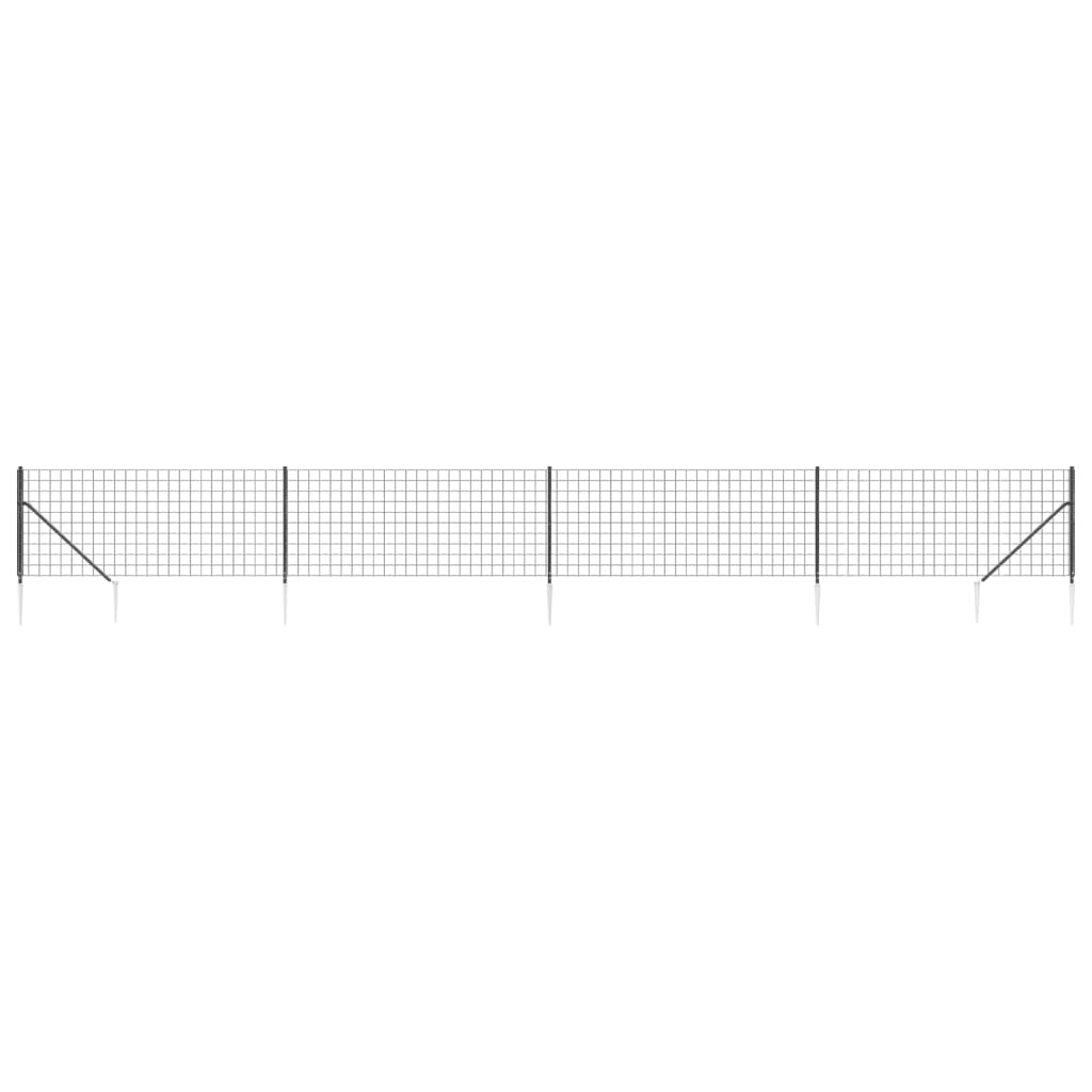 Recinzione Metallica con Picchetti Ancoraggio Antracite 1,1x10m