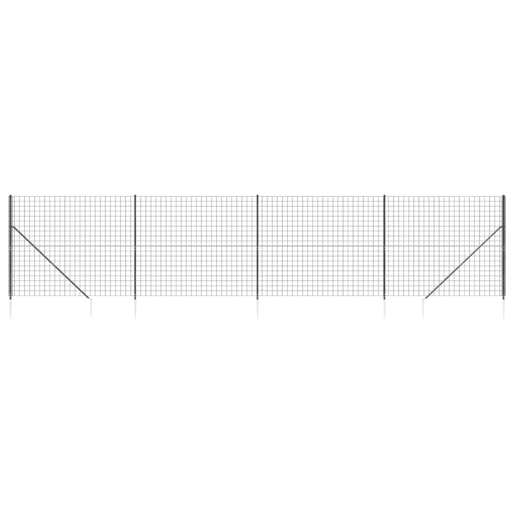 Recinzione Metallica con Picchetti Ancoraggio Antracite 1,6x10m
