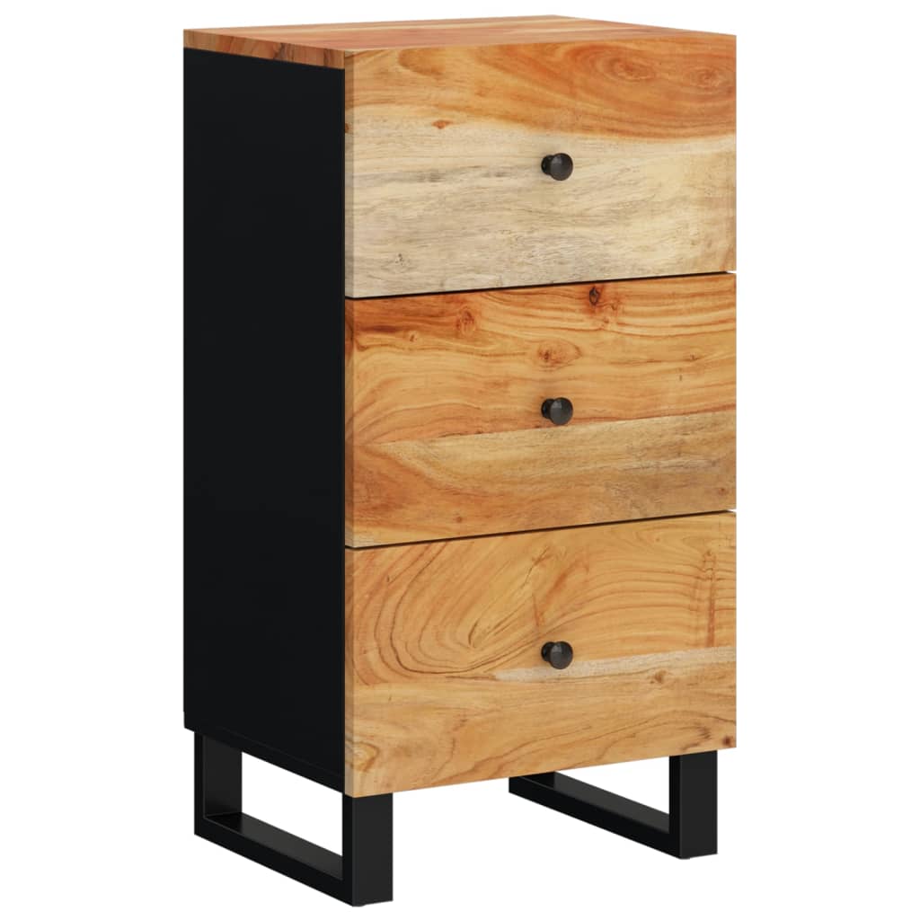 Credenza con 3 Cassetti 40x33,5x75 cm Legno Massello di Acacia