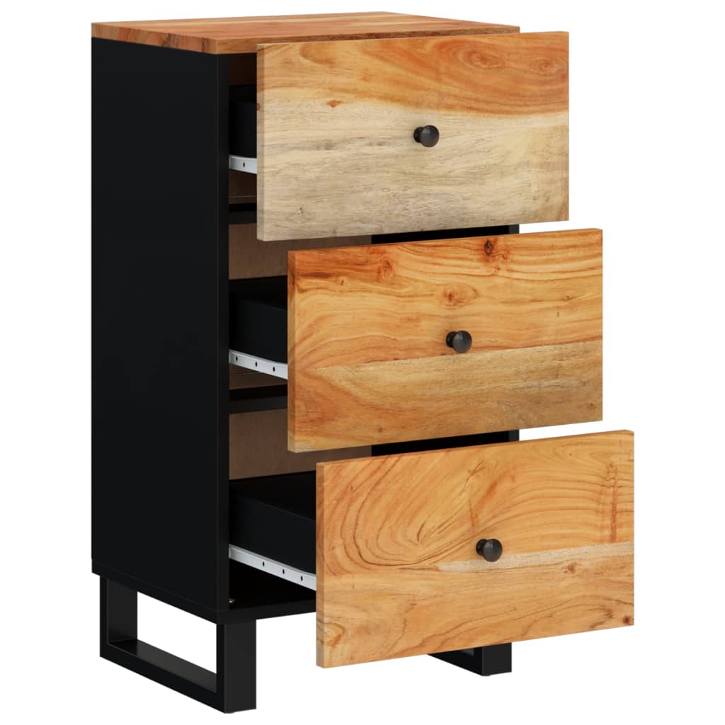 Credenza con 3 Cassetti 40x33,5x75 cm Legno Massello di Acacia