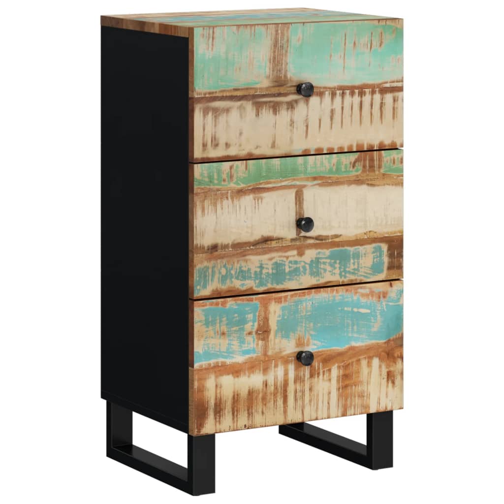 Credenza con 3 Cassetti 40x33,5x75cm Legno Massello di Recupero