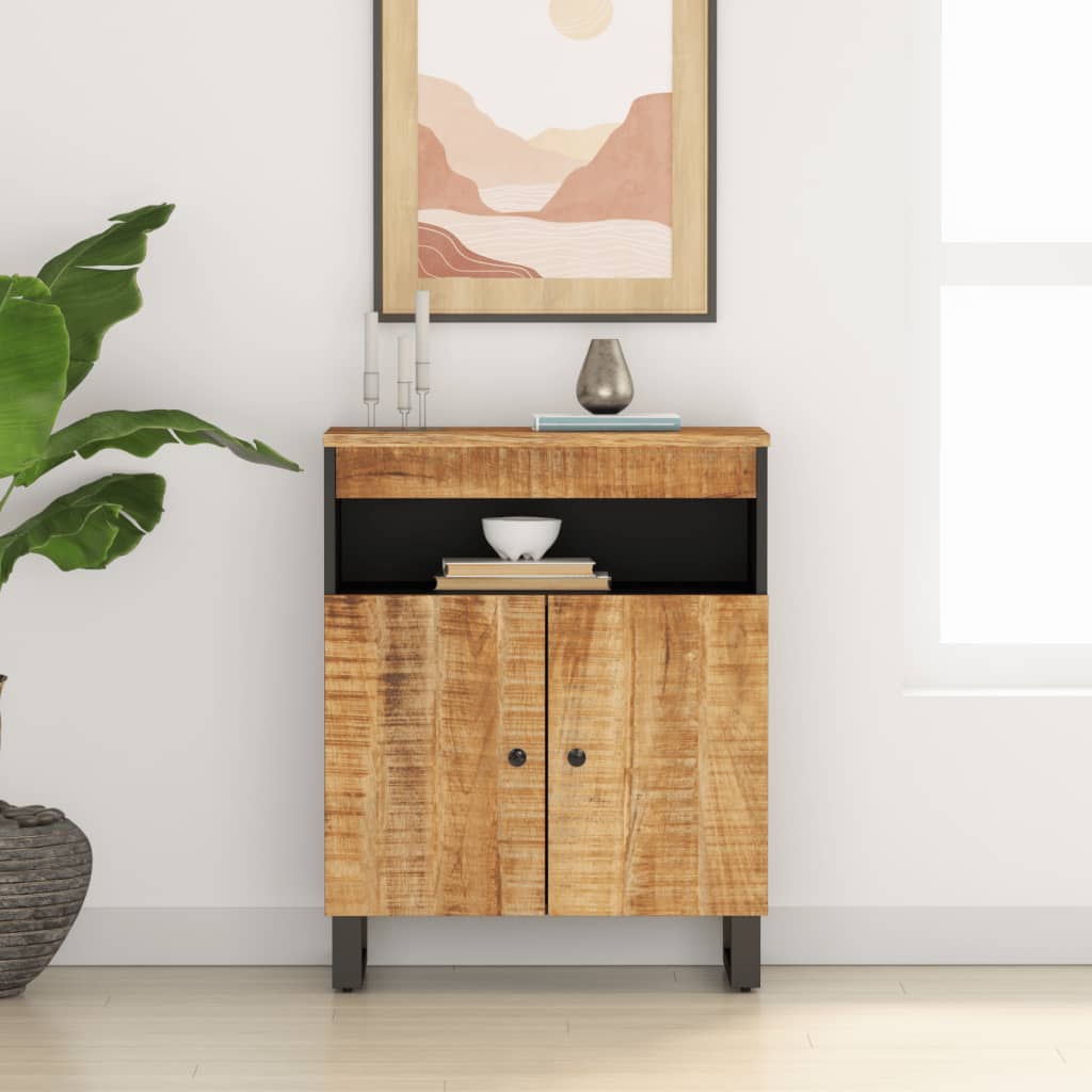 Credenza con 2 Ante 60x33x75 cm in Legno Massello di Mango