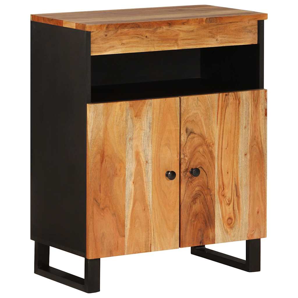 Credenza con 2 Ante 60x33x75 cm in Legno Massello di Acacia