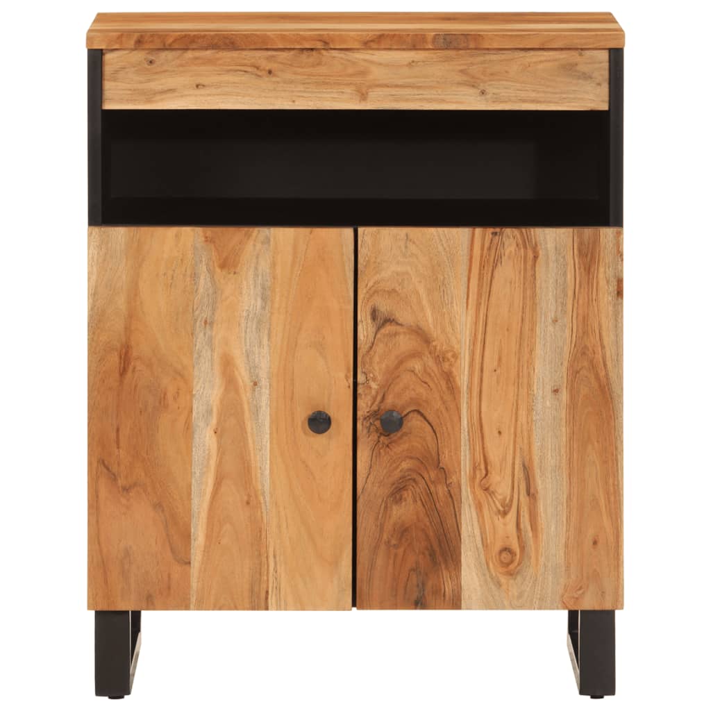 Credenza con 2 Ante 60x33x75 cm in Legno Massello di Acacia