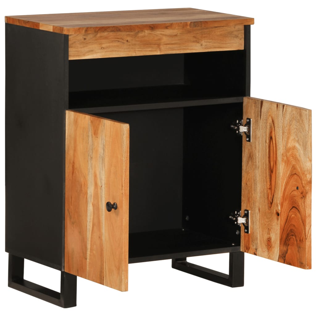 Credenza con 2 Ante 60x33x75 cm in Legno Massello di Acacia