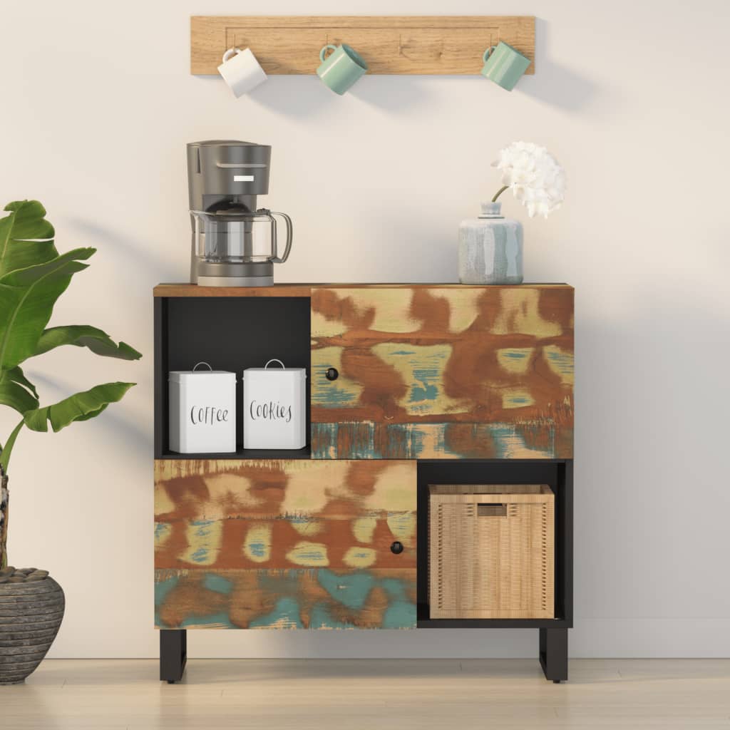 Credenza con 2 Ante 80x33x75 cm in Legno Massello di Recupero