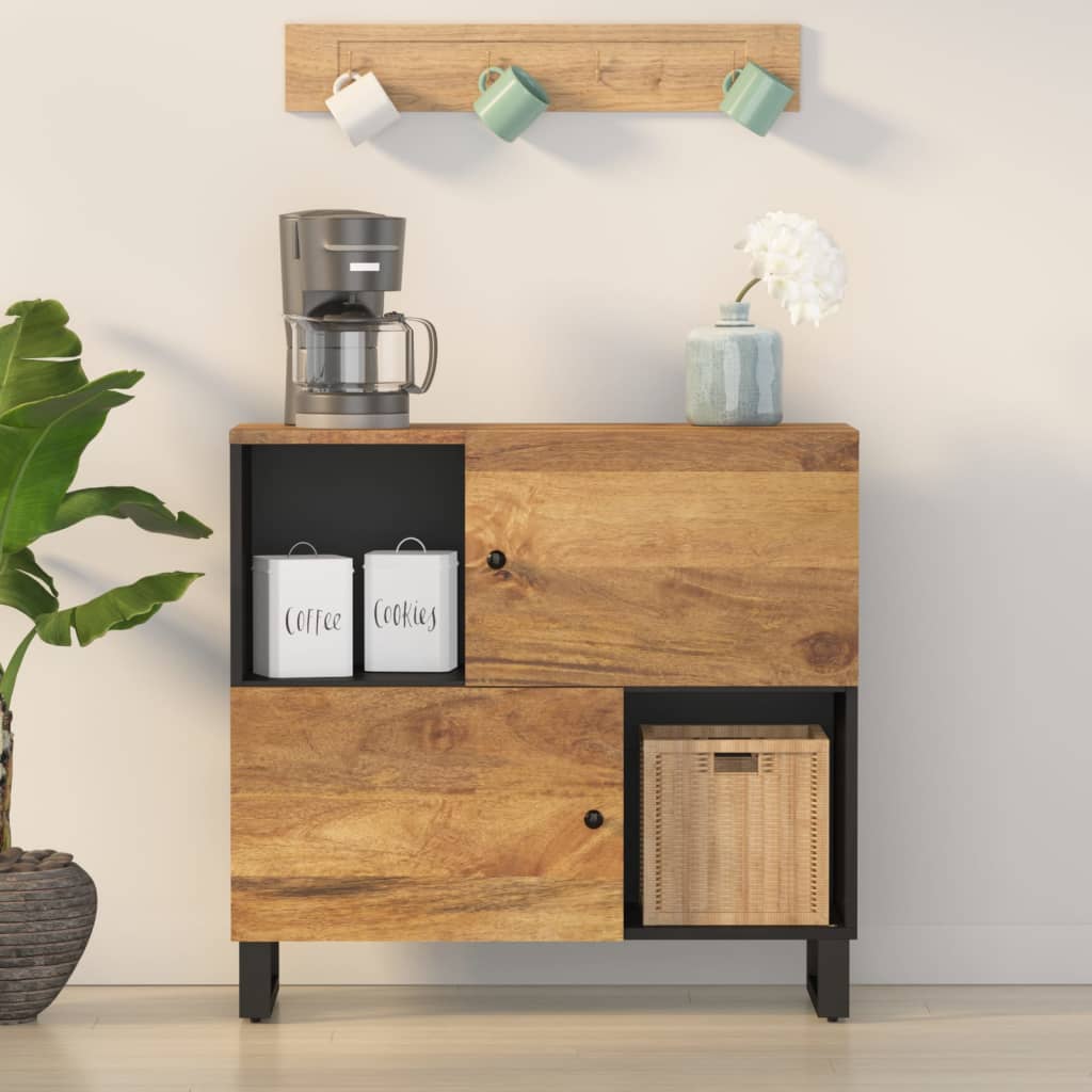 Credenza con 2 Ante 80x33x75 cm in Legno Massello di Mango