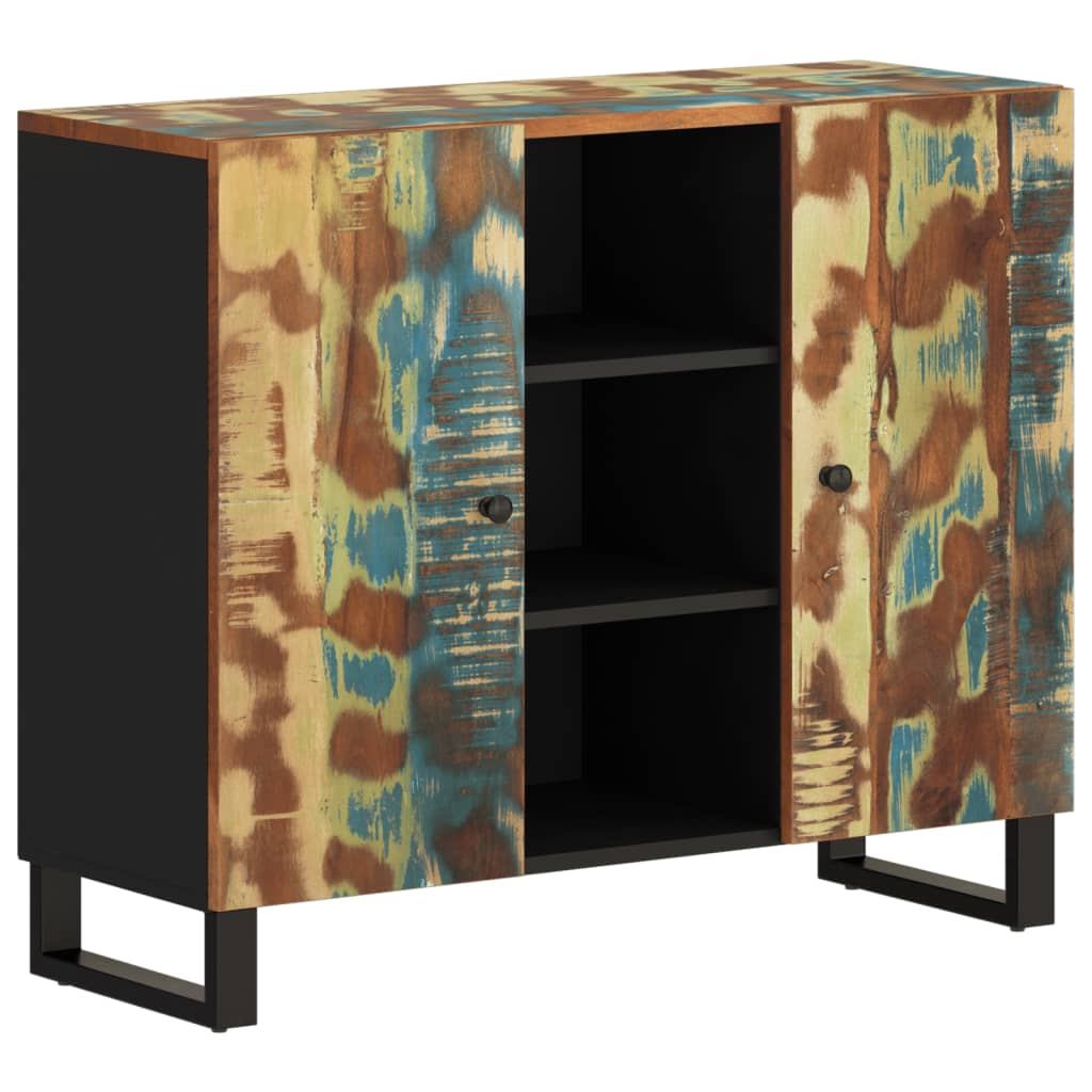 Credenza con 2 Ante 90x33x75 cm in Legno Massello di Recupero