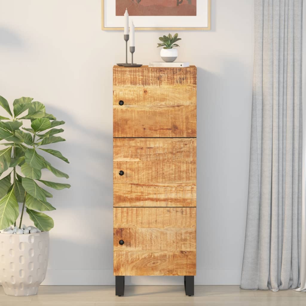Credenza con 3 Ante 40x33x110 cm Legno Massello Mango e Ferro
